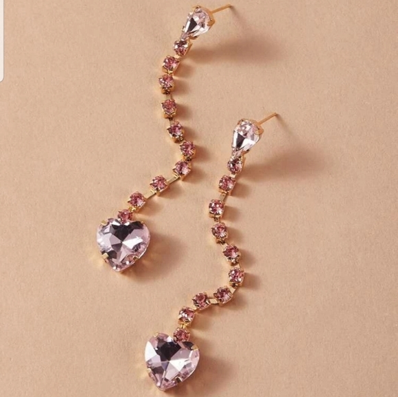 ♡Tracy♡ Dangling Stone Heart Earrings - Picture 3 of 3